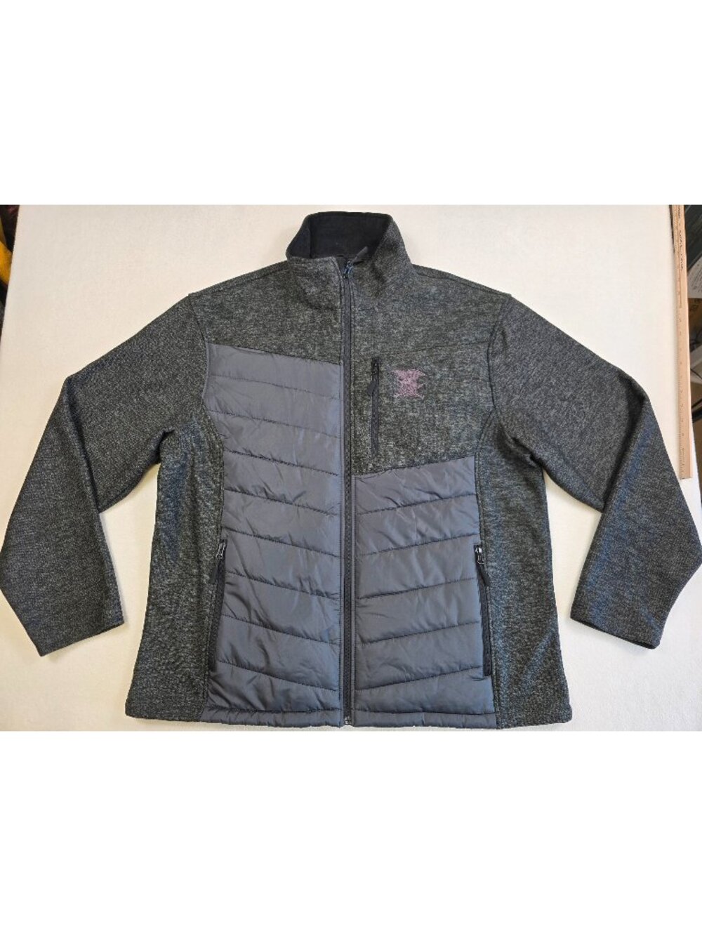 NRA Mens 3XL Gray Full-Zip Jacket With Quilted Panels